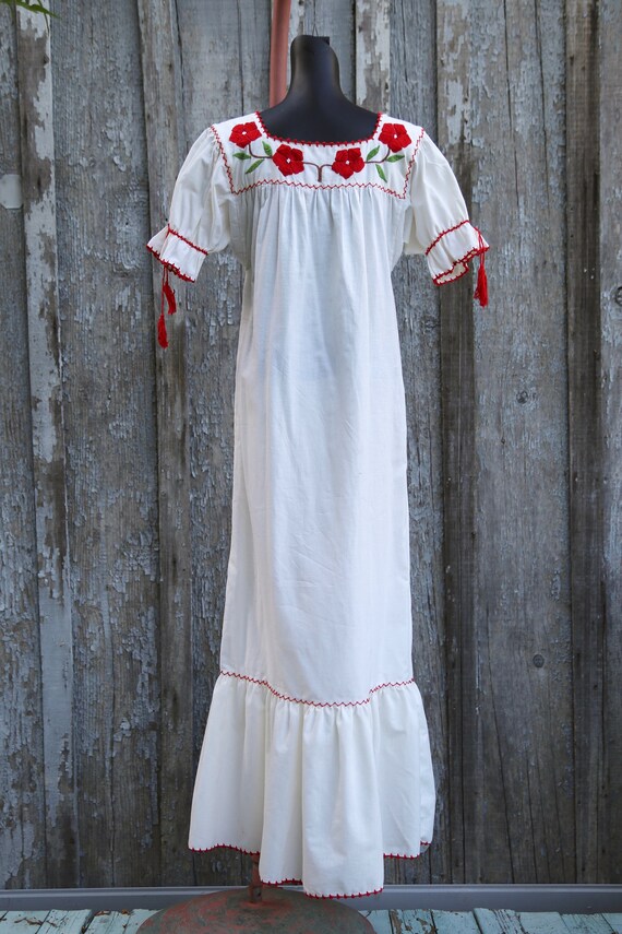 Vtg Hand Embroidered Folk Cotton Peasant Dress / … - image 6