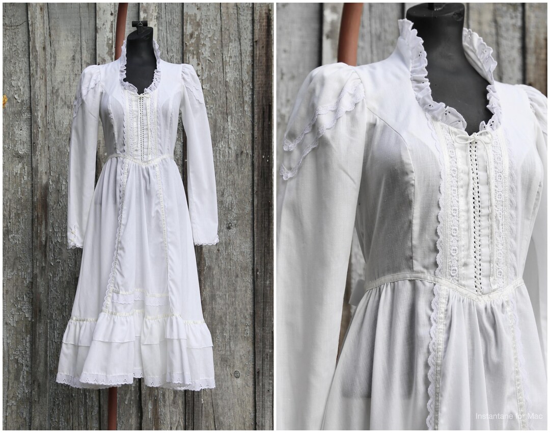 Vtg 70's Gunne Sax Dress / Front Fitted Tie Corset / Prairie Calico ...