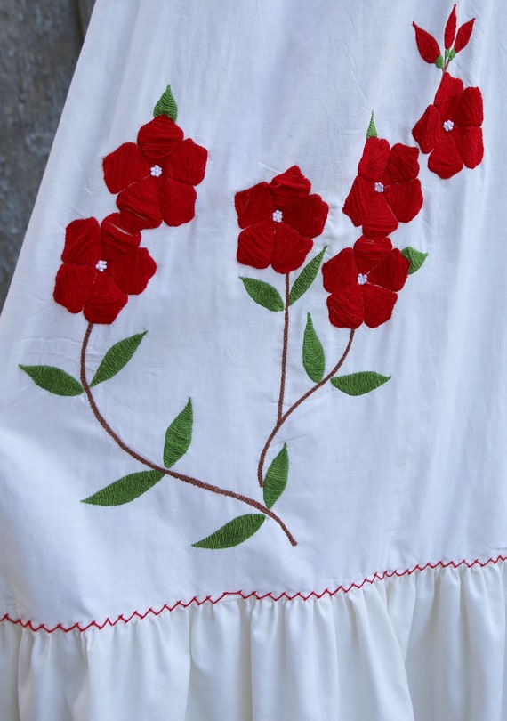 Vtg Hand Embroidered Folk Cotton Peasant Dress / … - image 5