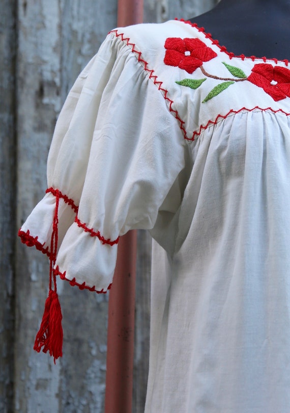 Vtg Hand Embroidered Folk Cotton Peasant Dress / … - image 4