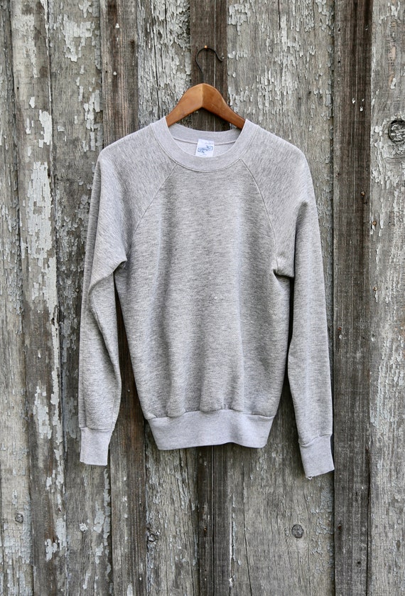 Vtg 1980s BLANK Grey Sweatshirt /Made USA /  Crew… - image 2