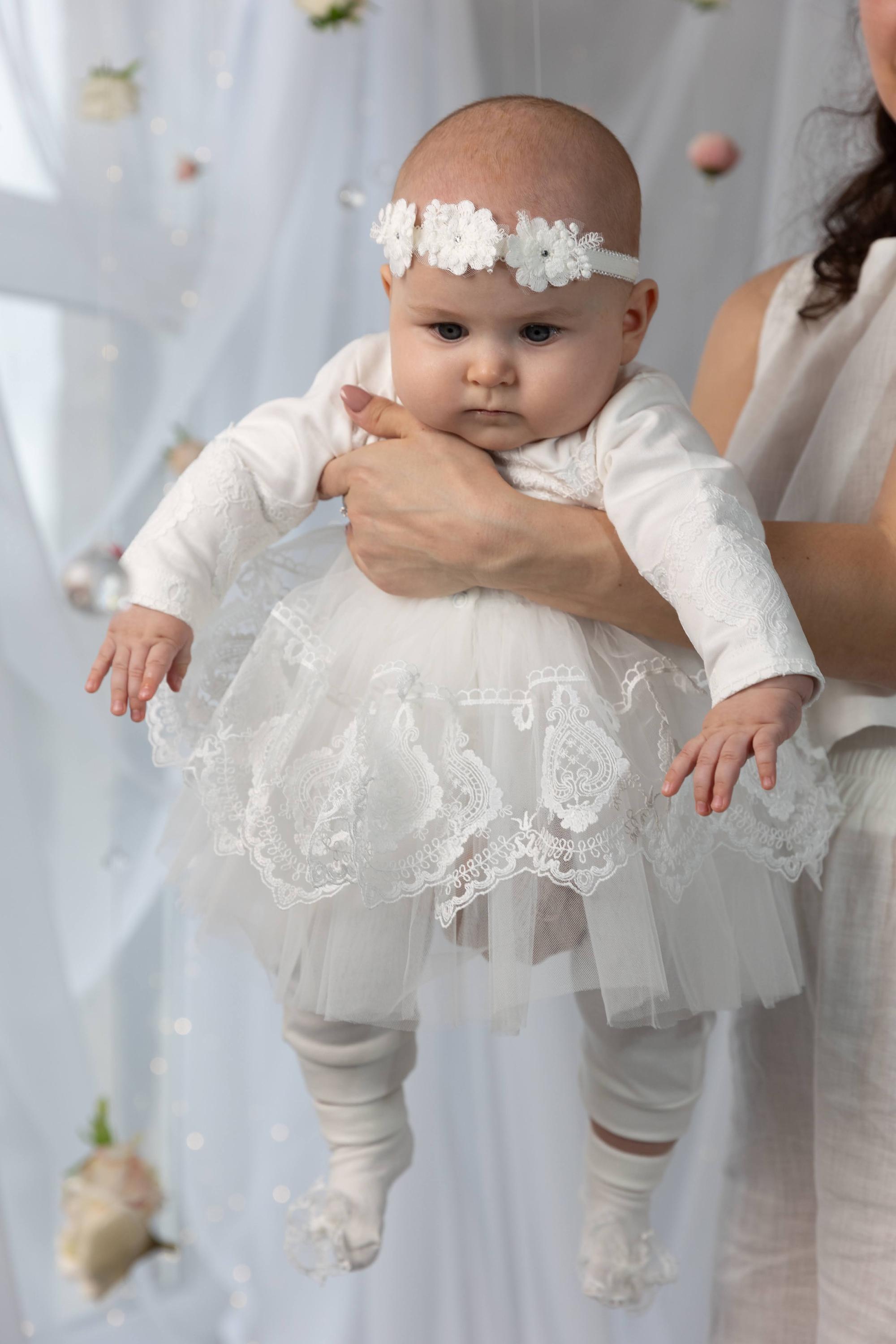 chinese dress ladies Teter Warm Floral Lace Flutter Sleeve Christening Dress