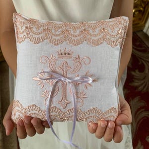 Ring Bearer Pillow Wedding Ring Cushion Handmade Ceremony Accessory Elegant Fabric Square Pillow Bridal Keepsake Special Gift For Couple Day