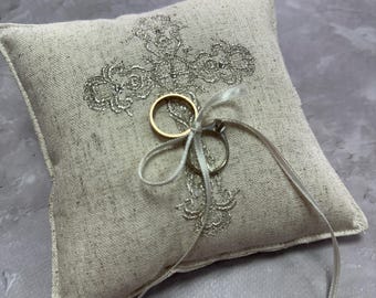 Handmade Linen Ring Bearer Pillow Wedding