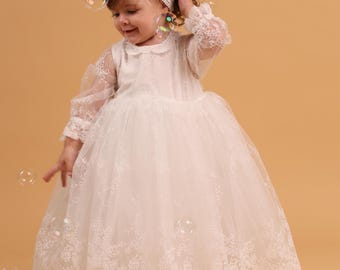Christening Dress Baptism Gown Girls Blessing Princess Tulle Dedication Baby Girl First Birthday