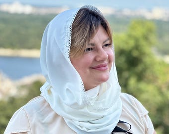 Cotton Infinity Veil: Soft Church Chapel Wrap, Prayer Scarf