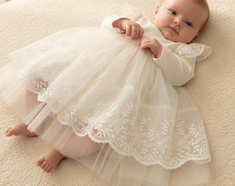 Ivory Baby Christening & Birthday Dress, Anabelle Lace Gown