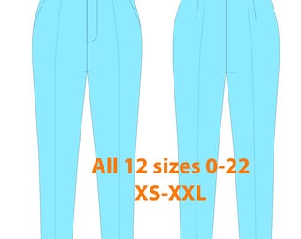 PDF Sizes 0-22 (US) Women's ankle dress pants Sewing Pattern (PDF Download) | A0, A4, & Letter Formats + Sewing Guide