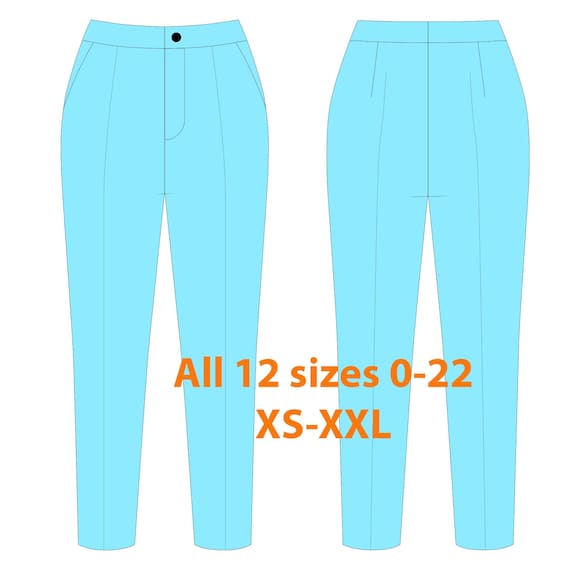 PDF Sizes 0-22 (US) Women's ankle dress pants Sewing Pattern (PDF Download) | A0, A4, & Letter Formats + Sewing Guide