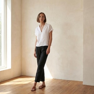 Linen Blouse Sewing Pattern PDF, V Neck Top Pattern, Loose Fit Summer ...
