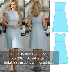 Royal Inspired Boat Neck Dress Sewing Pattern PDF | Empire Waist A-Line Dress | Digital Download A0 A4 Letter | US 0–22