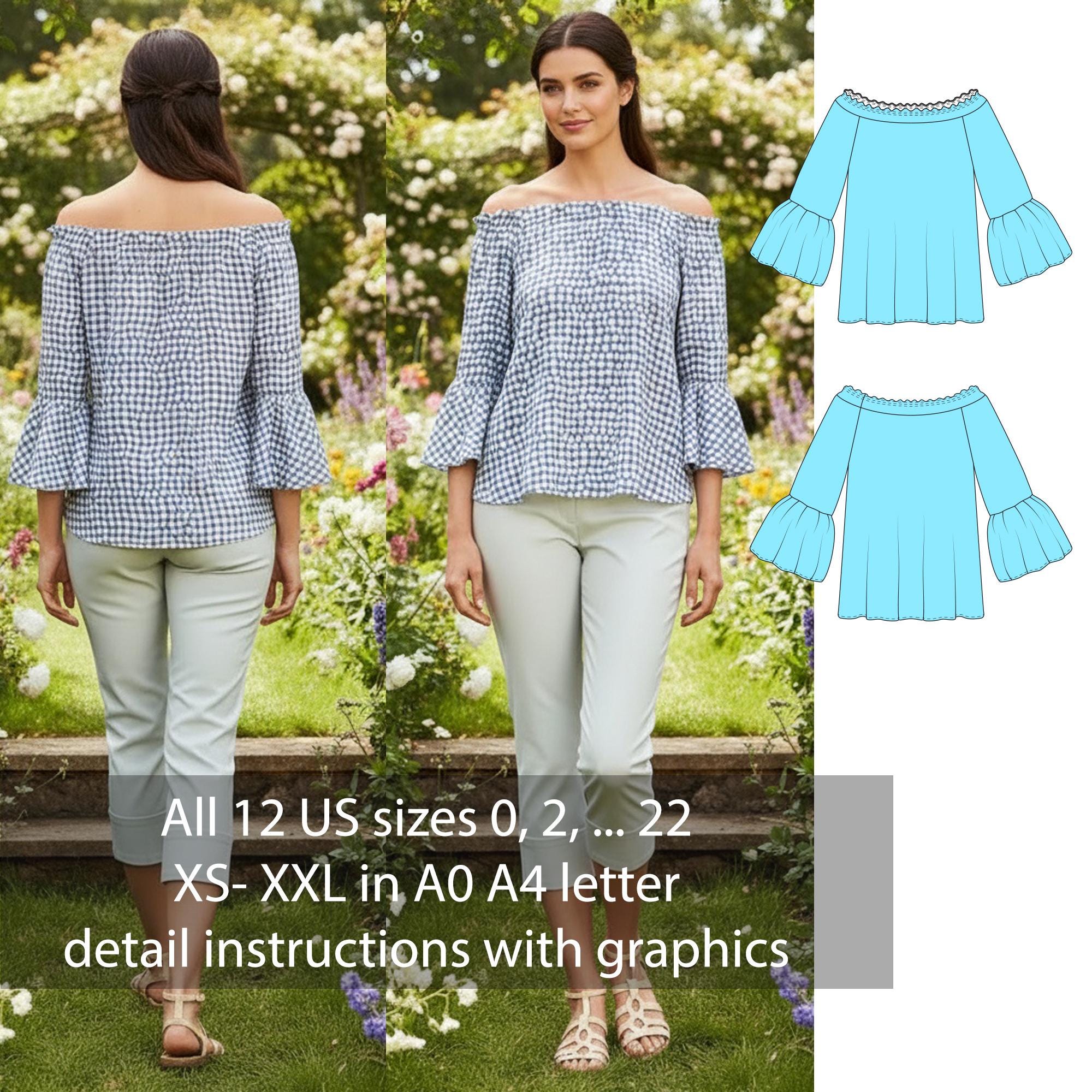 Instant Download off Shoulder Top Blouse Sewing Pattern PDF - Etsy