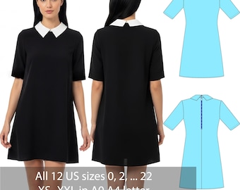 A-Line Dress Sewing Pattern PDF | Peter Pan Collar Dress | Digital Download A0 A4 Letter | Sizes US 0–22