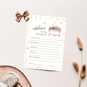 Advies voor ouders Kaart 5 x 7 inch, rock and stroll baby, rock a bye, roze muziekshowerspel, bewerkbare sjabloon in canva | TPL007