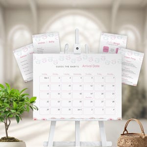 Juego de fiesta de donas y pañales, Baby Sprinkle, Sweet Celebration, rosa y blanco, plantilla de Canva editable / TPL031