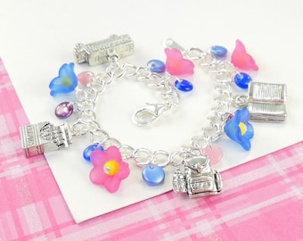 Preschool Graduation Charm Bracelet for Girls in pinks and blues   --  Zoe  --