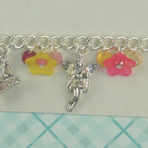 Girls Fairy Charm Bracelet in Pink and Yellow Aurora image 5