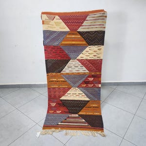 Moroccan Rug Runner  – Reversible Aït Ouagharda Rug – Rug Moroccan Berber Wool Carpet – Berber Tribal Rug – Boho Decor – Atlas Mountains Rug