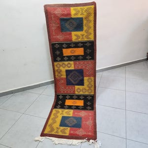 Moroccan Rug Runner  – Reversible Aït Ouagharda Rug – Rug Moroccan Berber Wool Carpet – Berber Tribal Rug – Boho Decor – Atlas Mountains Rug