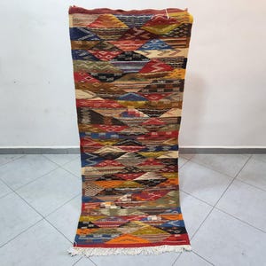 Moroccan Rug Runner  – Reversible Aït Ouagharda Rug – Rug Moroccan Berber Wool Carpet – Berber Tribal Rug – Boho Decor – Atlas Mountains Rug