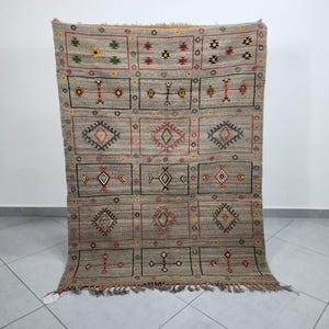 Handwoven Berber Rug: Small Moroccan Wool Kilim, Colorful Boho Decor (5.14x3.1 Ft