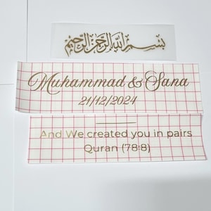 Luxury Personalised Custom Sign Vinyl Decal Mirror Ring Plate Board Name Engagement Wedding Nikkah Gift Decor Islamic Arabic Label Sticker