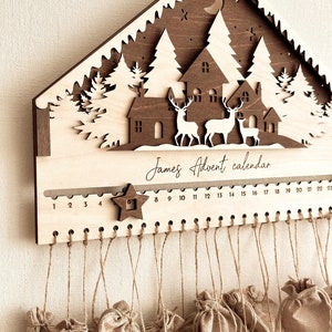 Calendario de adviento personalizado con nombre / Calendario de Navidad / Adviento / Calendario de adviento para niños 2024 / Decoración navideña del hogar