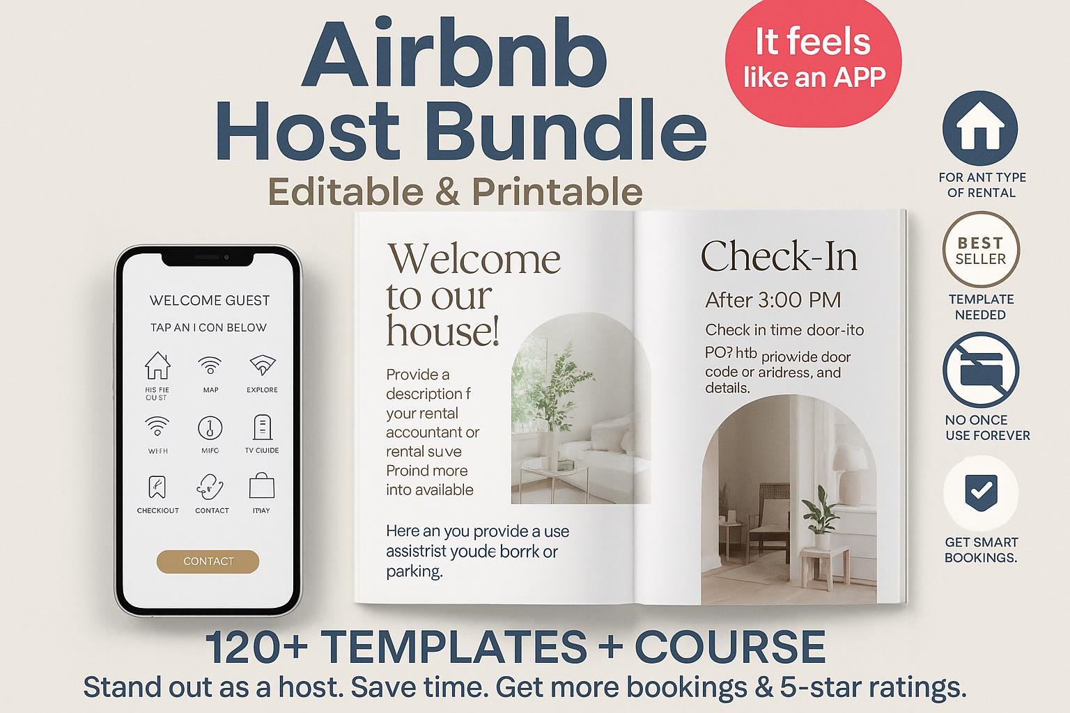 Airbnb Hosting Canva Bundle | 120+ Editable Templates: Welcome Guide |  House Rules | Wi-fi Poster | Check-in Info | Instant Access | PLR MMR - Etsy