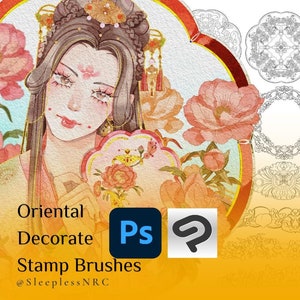 Oriental Decorate Stamp Brushes By SleeplessNRC [Clip studio paint / Photoshop]