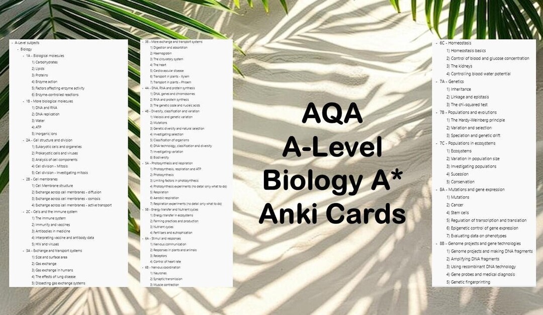 AQA A-level Biology A* Anki Cards + Guide and Recommended Settings - Etsy
