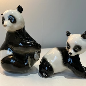 Pair of vintage USSR Lomonosov Panda figurines