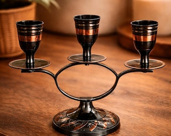 Burnished Brass Candlestick Holder: Vintage Style Table Decor