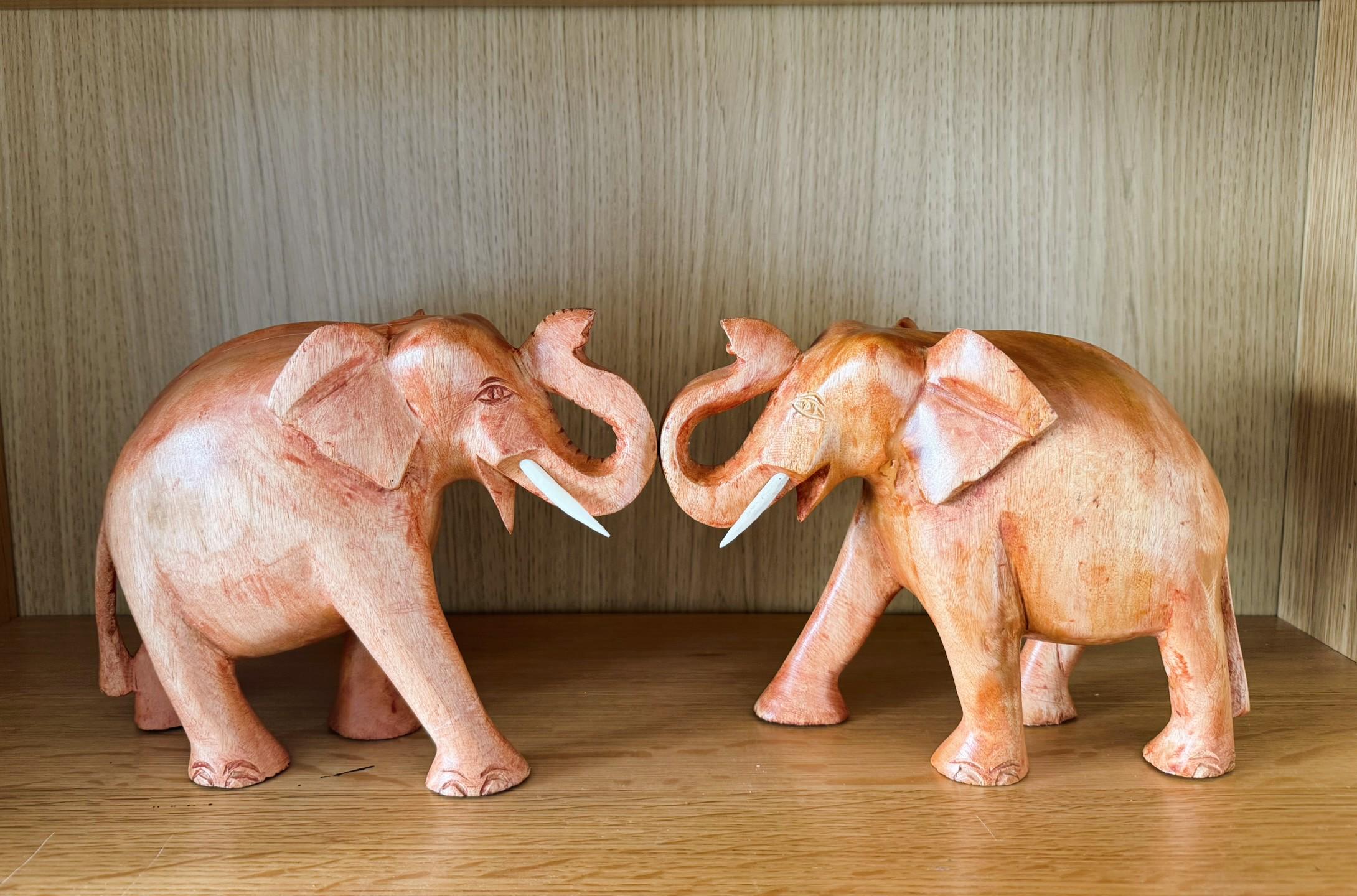 手彫りの木製象像：幸運の室内装飾、7インチ - Etsy 日本