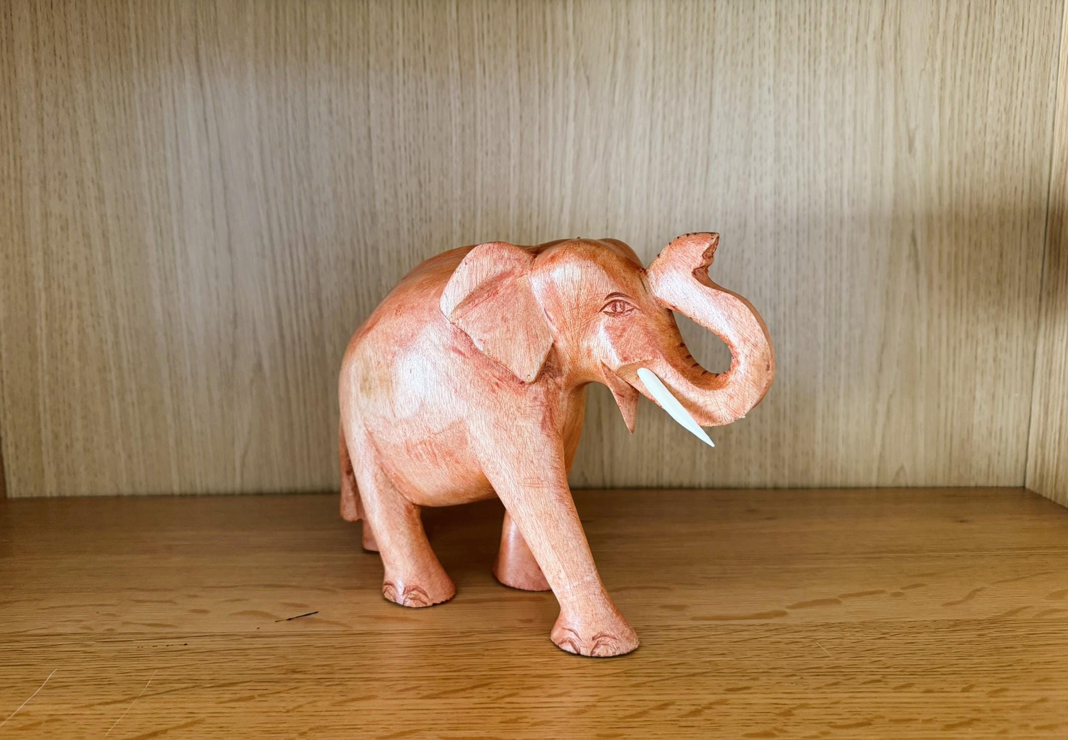 手彫りの木製象像：幸運の室内装飾、7インチ - Etsy 日本