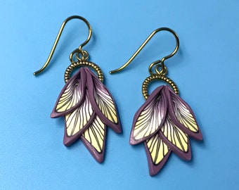 Boucles d’oreilles Fimo, boucles d’oreilles en argile polymère, boucles d’oreilles florales, boucles d’oreilles fantaisie, boucles d’oreilles à feuilles, boucles d’oreilles Dangle.