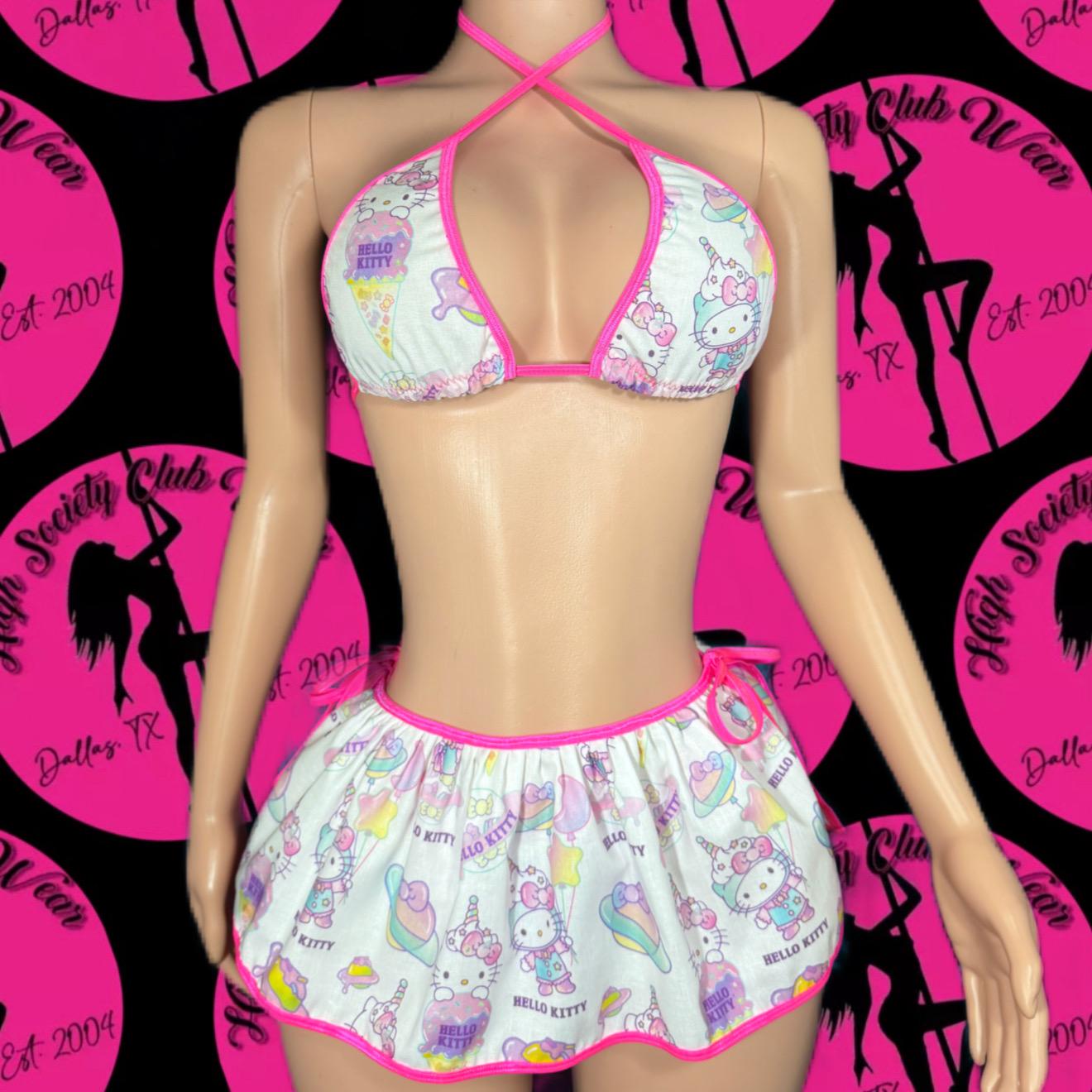 Ensemble Lingerie Hello Kitty Victoria Couture - Tailles 38/40, Soie Et Elastane, Rose