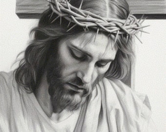 Jesus Christ Cross Stitch Pattern  330x250 stitches 45 colors . Pdf format. Color card, instructions.  + Bonus.