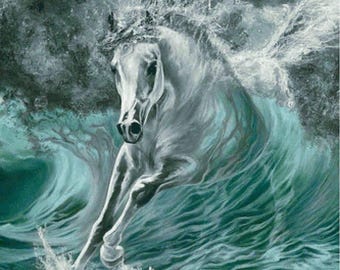 Patterns cross stitch &quot;Horse-wave&quot;  250x200 stitches 60 colors . Pdf format. Color card, instructions.