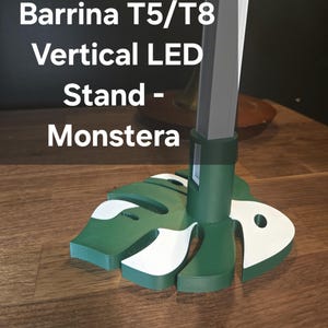 Vertical Barrina T5 or T8 LED Light Stand,  Vertically Illuminate Your Plants with Style - Variegated Monstera Design, Stackable, Stand Only