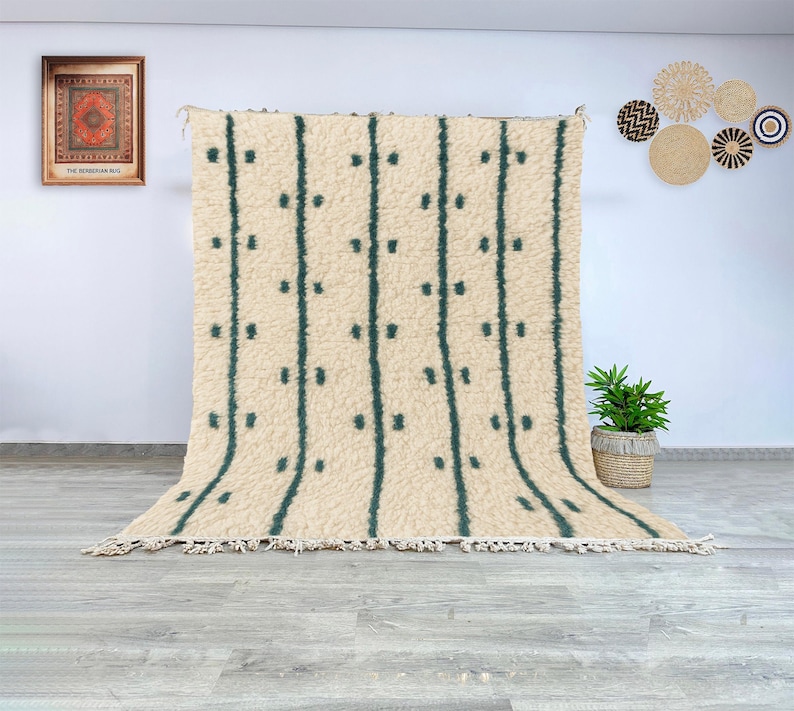 Aesthetic Rug Background Authentic Moroccan Wool Rug Beni Ourain Hand Knotted Berber Carpet With ...