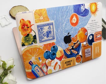 Orange Vintage Collage MacBook Case Hard Protective Laptop Case Macbook Air Pro Cover For Macbook Air 15/13/11 Pro 16/14 Case 2023 2022 2021