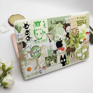 Étui MacBook collage vert dessin animé, étui de protection rigide pour ordinateur portable Macbook Air Pro, étui pour Macbook Air 15/13/11 Pro 16/14, 2023 2022 2021