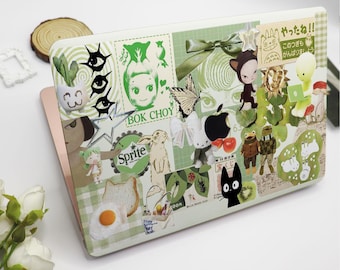 Étui MacBook collage vert dessin animé, étui de protection rigide pour ordinateur portable Macbook Air Pro, étui pour Macbook Air 15/13/11 Pro 16/14, 2023 2022 2021
