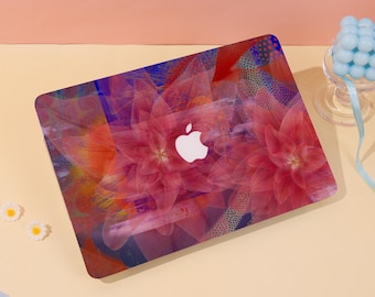 Overlapping Flower Art MacBook Case Hard Protective Laptop Case 2025 Macbook Air,Floral Collage Macbook Air 15/13 Pro 16/15 Case 2023 2022