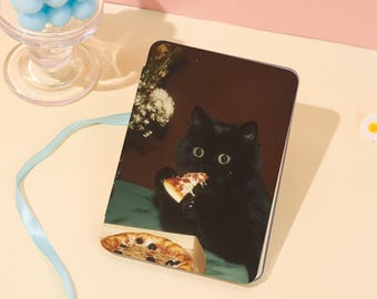 Cat Eating Pizza Photo All New Kindle Case For Paperwhite 1/2/3,2024 Kindle Case with Hand Strap, Humorous Scene Kindle 11/12th Acrylic Case