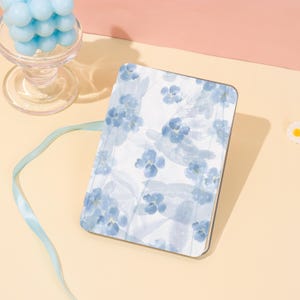 Light Blue Flower All New Kindle Case For Paperwhite 1/2/3/4,Kindle 11th/12th,2024 Kindle Colorsoft Case with Hand Strap,Kindle Acrylic Case