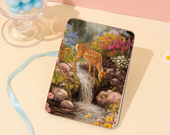 Deer Landscape Painting Kindle Case For Paperwhite 1/2/3/4,Kindle 11th/12th, 2024 Kindle Colorsoft Case with Hand Strap,Kindle Acrylic Case