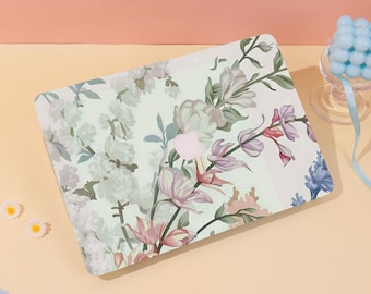 Illustration de fleurs délicates, étui pour MacBook, étui de protection rigide pour ordinateur portable 2025, étui pour Macbook Air Pro 2025 pour Macbook Air 15/13/11 Pro 16/15/14