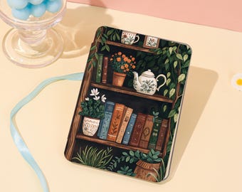 Bookshelf with Green Plants Kindle Case For Paperwhite 1/2/3/4,Kindle 10/1112th,Kindle Colorsoft Case with Hand Strap,Kindle Acrylic Case