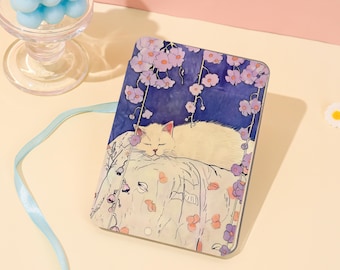 Chat endormi, tout nouvel étui pour Kindle Paperwhite 1/2/3/4, fleur pour Kindle 11/12ème, étui Kindle Colorsoft 2024 avec dragonne, étui Kindle en acrylique